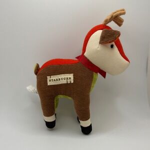 Starbucks Reindeer Plush Stuffed Animal Christmas Holiday Red Green Brown